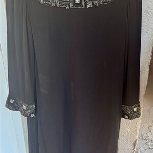 Alice + Olivia  Black Beaded Mini Dress